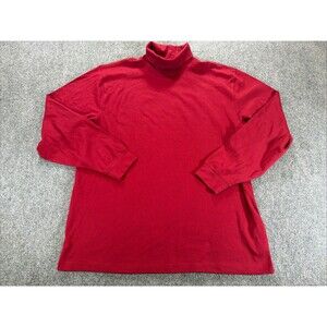 L.L. BEAN TURTLENECK SHIRT MENS XL REG RED TRADITIONAL PULLOVER FESTIVE 187357